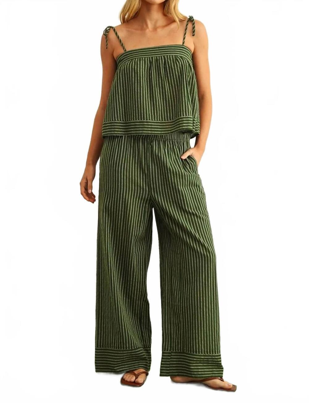 NEW MIOU MUSE market stripe pants in avocado